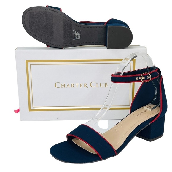 Charter Club Ruue Navy Canvas Womens Heels Size Left 9.5M Right 8.5M - Picture 9 of 10